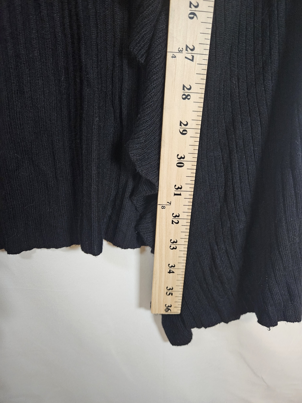 INC International Concepts Black Ruffle-Front Ribbed Open Cardigan - Picture 4 of 5